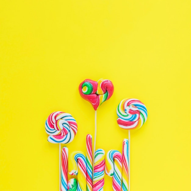 Heart-shaped lollipop and candy canes
