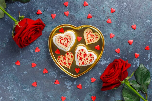 Heart shaped mini cakes for Valentine's day.