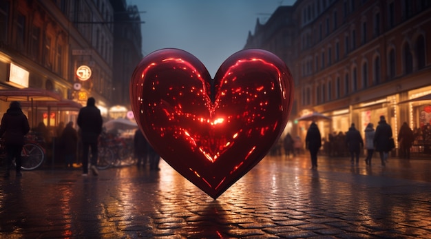 Heart shaped sculpture on street