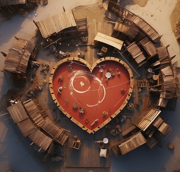 Free photo heart shaped stage seen from above