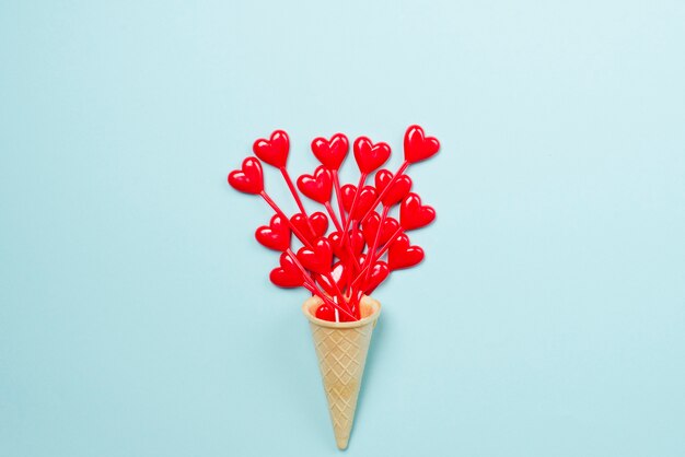 Heart sticks in waffle cone