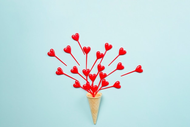Heart sticks and waffle cone