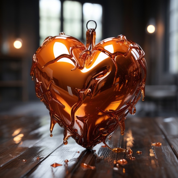 Free photo heart with dripping liquid in studio