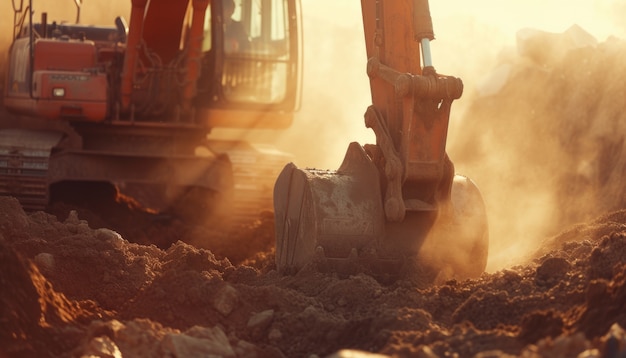 Foto gratuita macchinari pesanti utilizzati nell'industria edile e nell'ingegneria