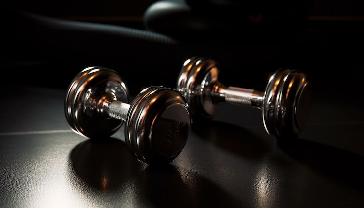 Free Photo heavy weights muscular build steel equipment shining generated by ai