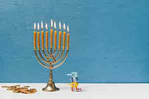 Free photo hebrew candlestick holder burning