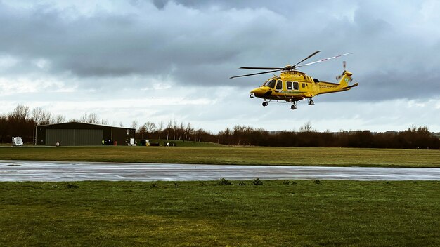 Helicopter AW169 flying low