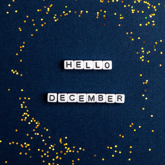 Hello december , quote with beads