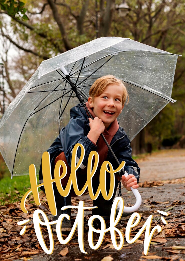 मुफ़्त फोटो hello october background with smiley child