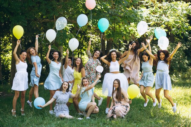 Hen party outside in park