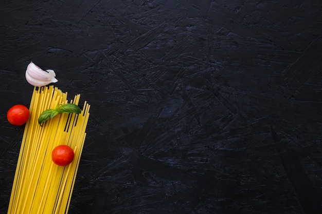 Herb and vegetables on pasta