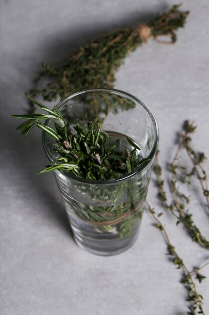 Herbs on glass