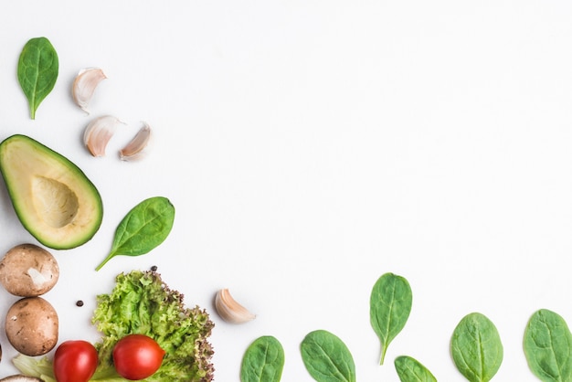 Free photo herbs and vegetables on white background