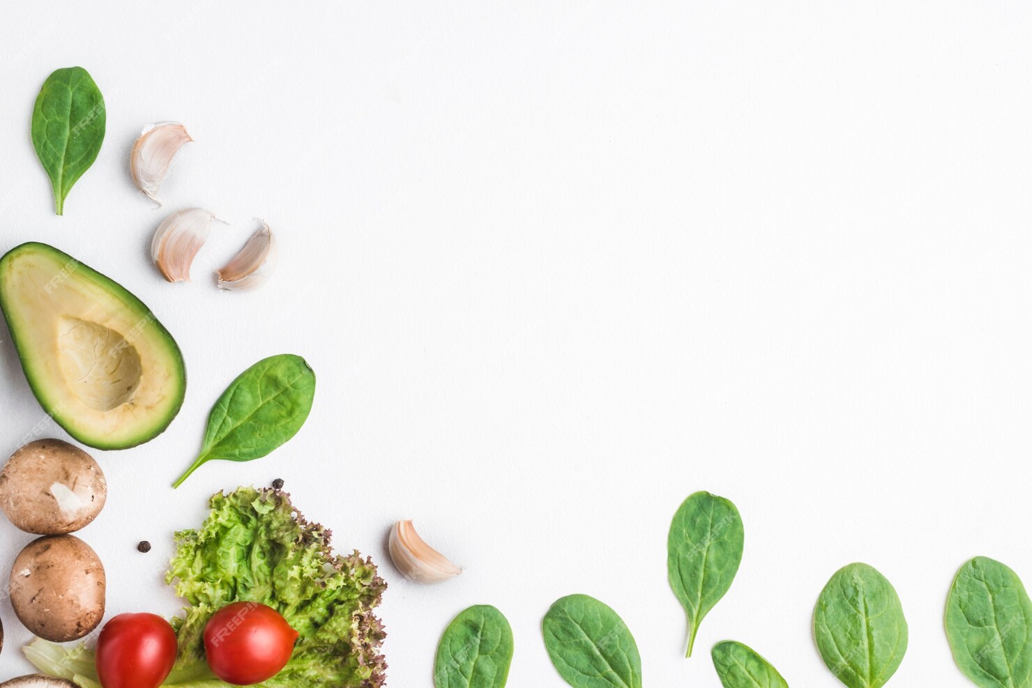 Free Photo | Herbs and vegetables on white background