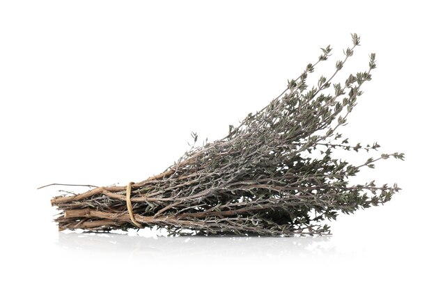 Herbs on a white surface