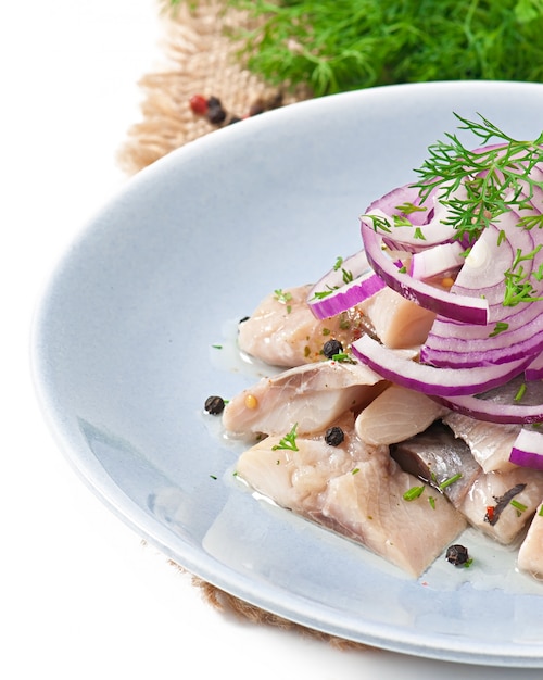 Free photo herring salad with onion