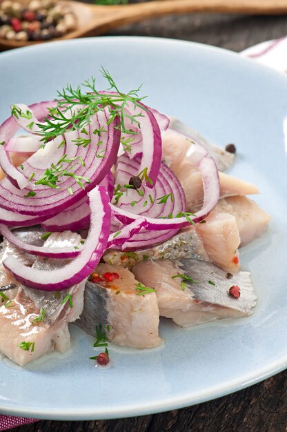 Herring salad with onion