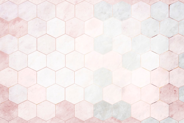 Hexagon pink marble tiles patterned background