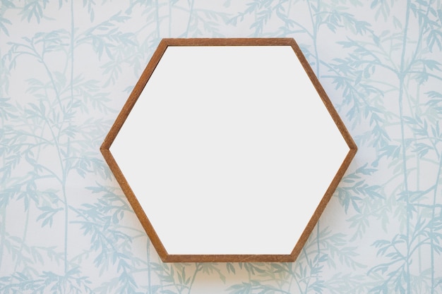 Hexagon white frame on wallpaper