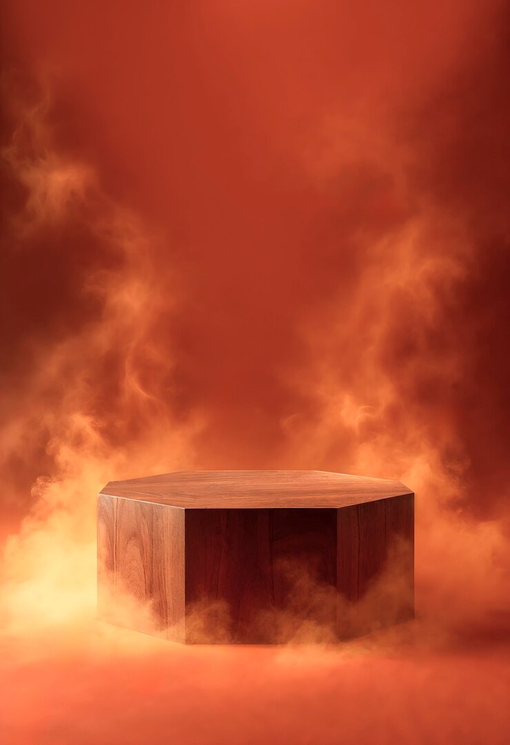 Free Photo hexagon wooden podium