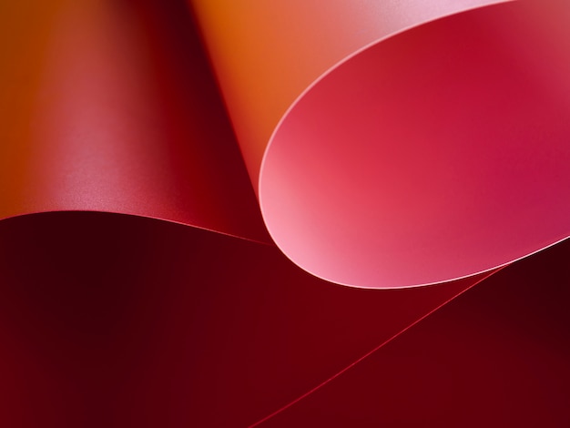 High angle of abstract colourful bent sheets of paper