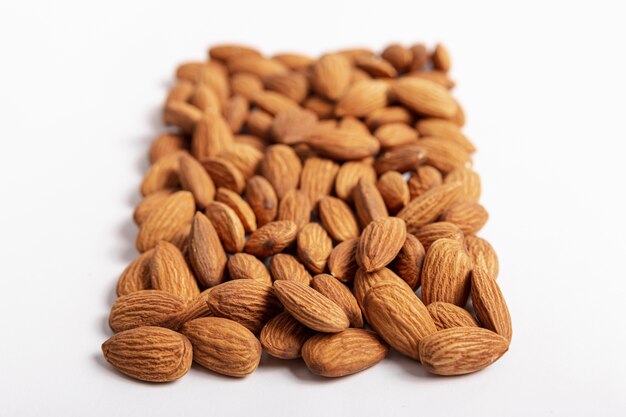 High angle of almonds in rectangular shape