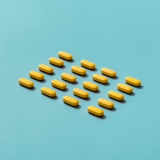 High angle of arranged pills