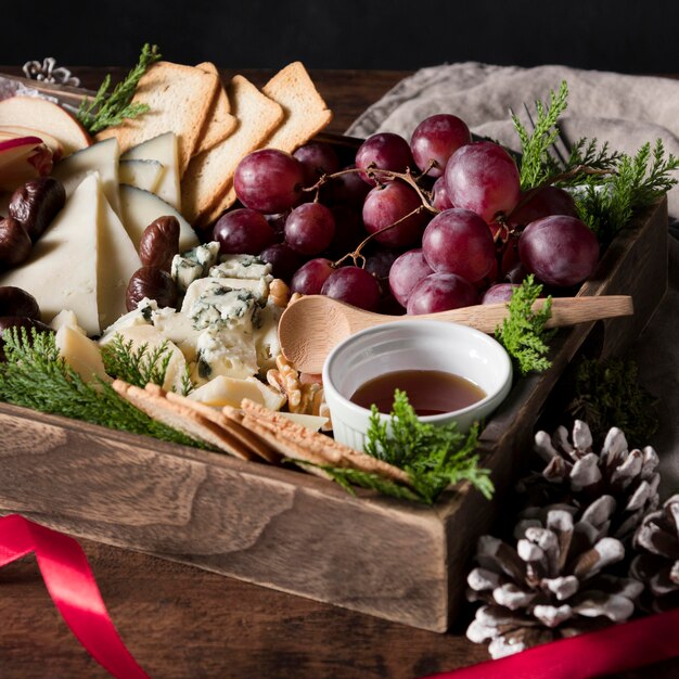 High angle arrangement of christmas food