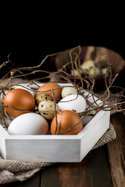 High angle arrangement with different eggs