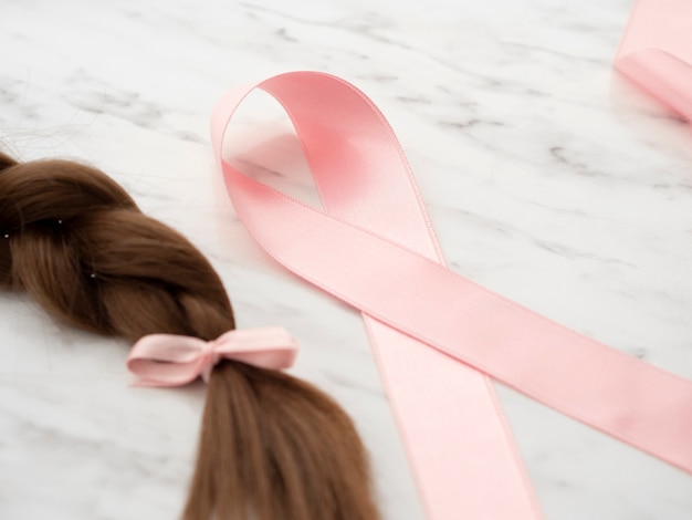 Free Photo high angle arrangement with ribbon and braids