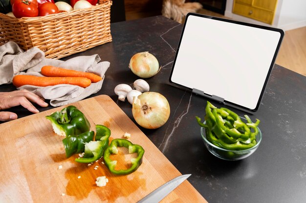 High angle arrangement with vegetables