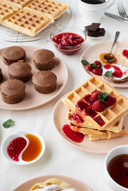 High angle assortment with tasty food