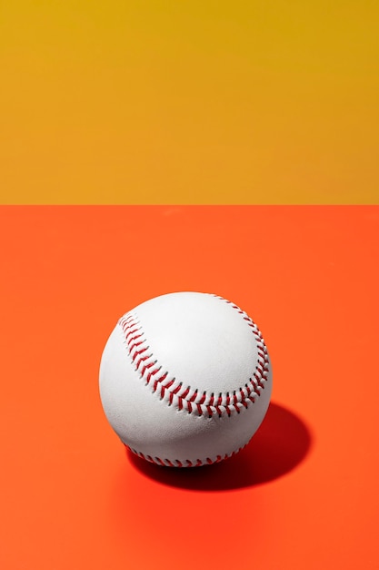 High angle of baseball with copy space