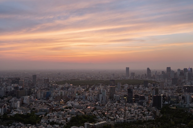 高角度の美しい街の空