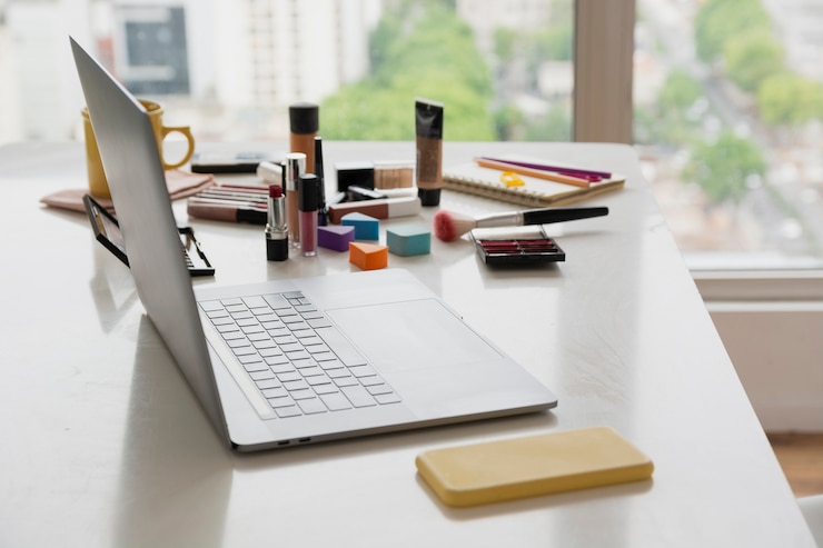 मुफ़्त फोटो high angle beauty products on table