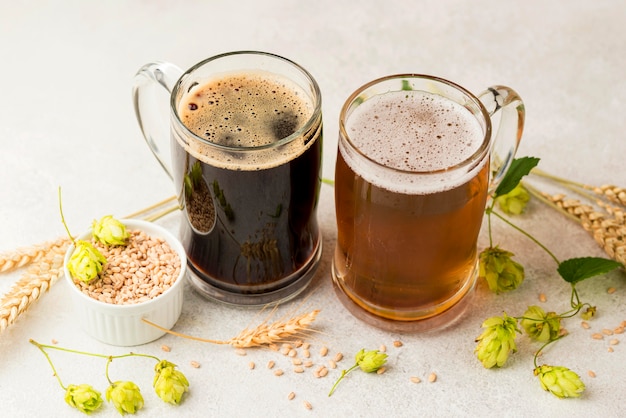 High angle beers and wheat seeds