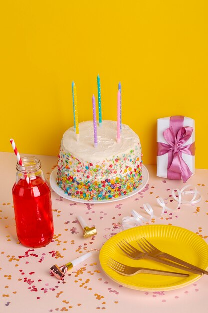 high angle birthday cake