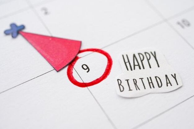 High angle of birthday memo added in vibrant calendar