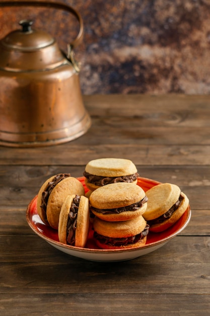 Free photo high angle biscuits in bowl