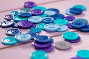 Free photo high angle of blue buttons