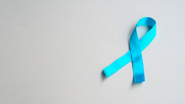 High angle blue ribbon with copy-space