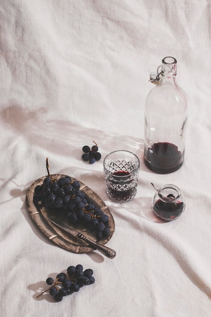 High angle blueberries arrangement