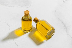 high angle bottles with natural oil