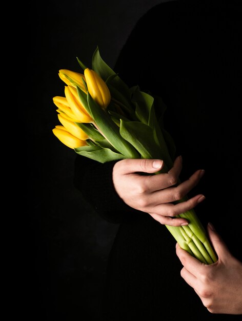 High angle bouquet of tulips