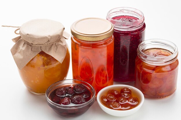 High angle bowls and jars with jams