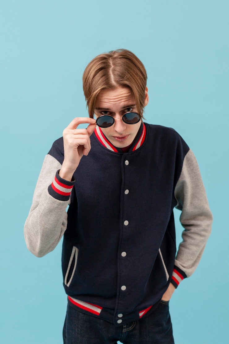 Free Photo high angle boy with sunglasses