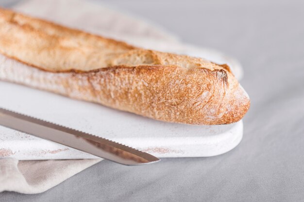 High angle bread with knife