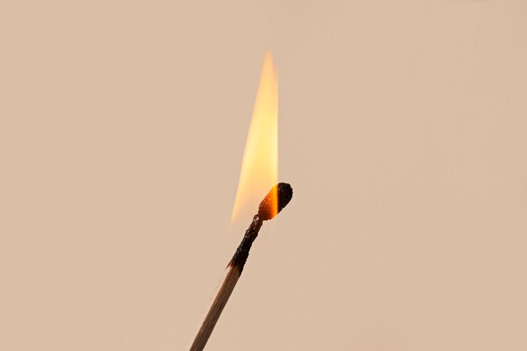 Free Photo high angle burning match still life