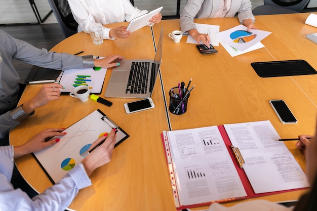 Free photo high angle business office mock-up