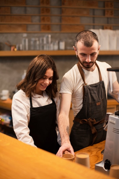 Free photo high angle business partners working